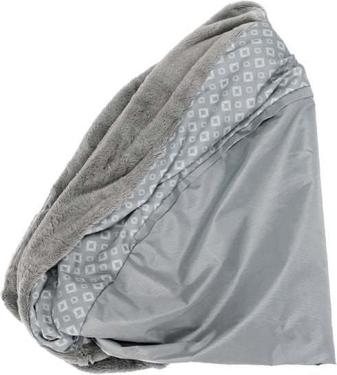 Furhaven Replacement Donut Dog Bed Cover Plush & Diamond Print Calming Cuddler, Machine Washable - Gray, Large