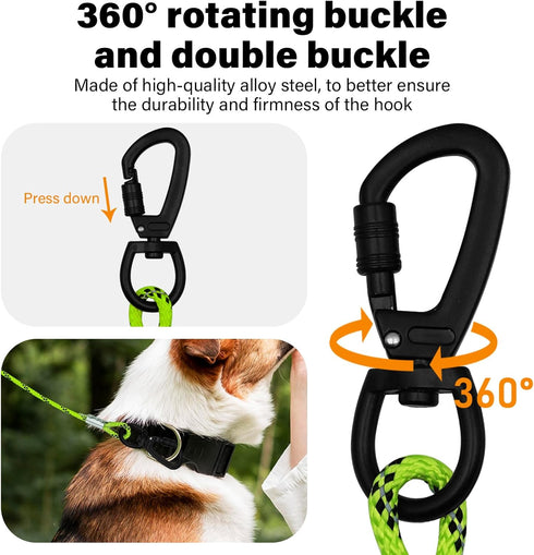 5FT Chew Proof Metal Dog Leash with Comfortable Handle, Heavy Duty Steel Cable Lead for Control Large Medium Small Dogs Walk and Train, Pet Leash with Rotate Clasp and Double Buckle (5FT,Green)
