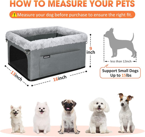 20 lbs JOEJOY Deluxe Dog Booster Seat with Sturdy Metal Frame and Safety Leash for Small Pets up to - Portable Puppy
