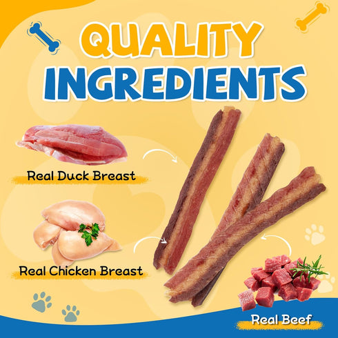 gazeupon Soft Dog Jerky Treats for Large Dogs, Triple Flavored Meat Strips, Healthy Training Snacks Made with Real