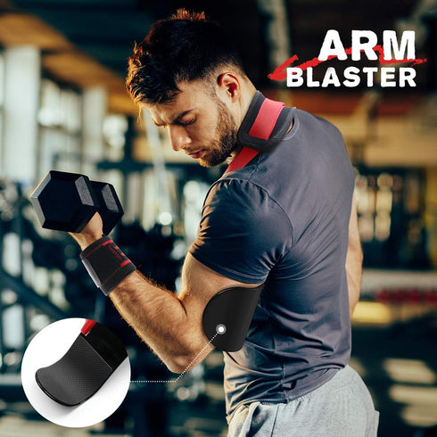 Tikaton Arm Blaster with Wrist Wraps for Biceps & Triceps, Adjustable Bicep Curl Support for Bodybuilding