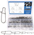 Glarks 250Pcs Strong Stainless Steel Duo Lock Snaps & Swivel Rings - Fishing Lure Hook Connector Assortment Kit