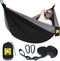 SZHLUX Double Camping Hammock, Portable Accessories for Hiking, Outdoor, Beach, Camping, Black & Grey, Medium