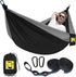 SZHLUX Double Camping Hammock, Portable Accessories for Hiking, Outdoor, Beach, Camping, Black & Grey, Medium