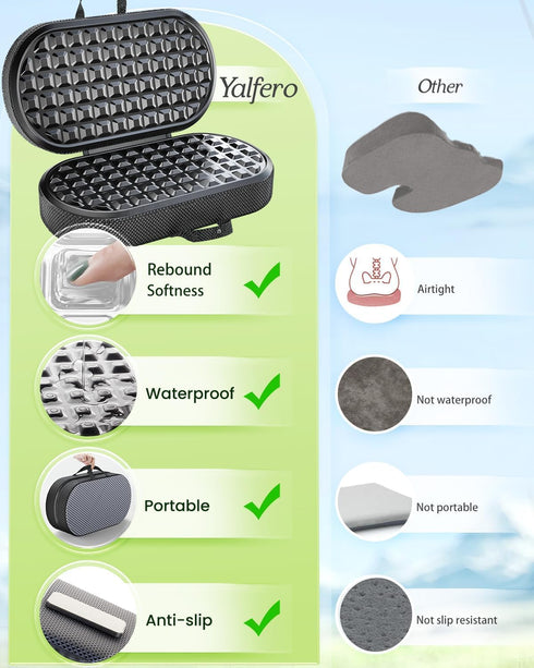 Yalfero Travel Seat Cushion For Airplane, Cooling Memory Foam Seat Cushion For Long Flights, Stadium Portable Seat