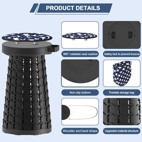 2026 18.1" 600lbs ALEVMOOM Upgraded Collapsible Stool with Cushion & Carry Bag, Max Weight Portable Telescoping Stool