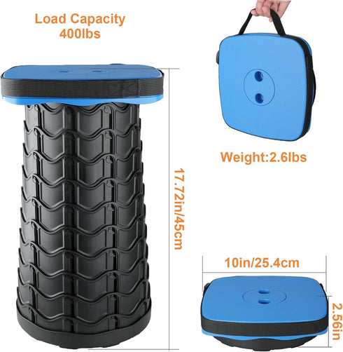 Boreeman 400lbs, Upgraded Collapsible Stool, Square Portable Stool, Lightweight Yet More Sturdy with Load Capacity