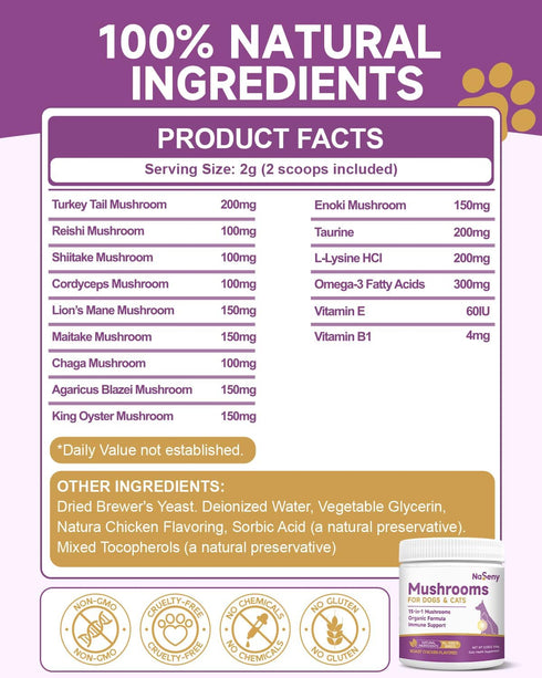 10 Immunity, Mushroom for Dogs & Cats - Turkey Tail for Dogs - Organic Mushroom Supplement with Turkey Tail, Reishi
