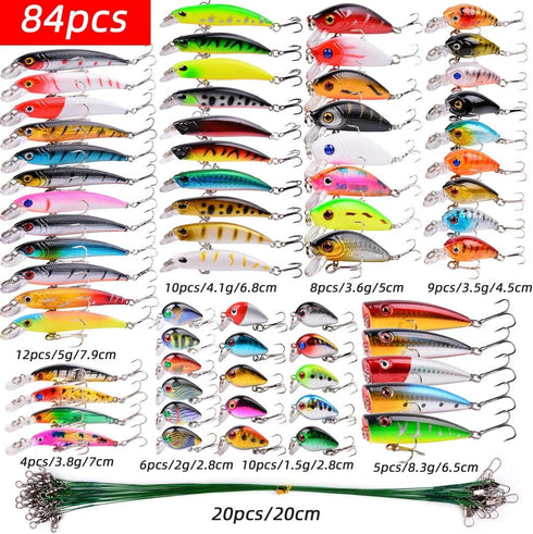 Fishing Lures Kit Mixed with Hooks for Saltwater Freshwater Trout Bass Salmon Fishing