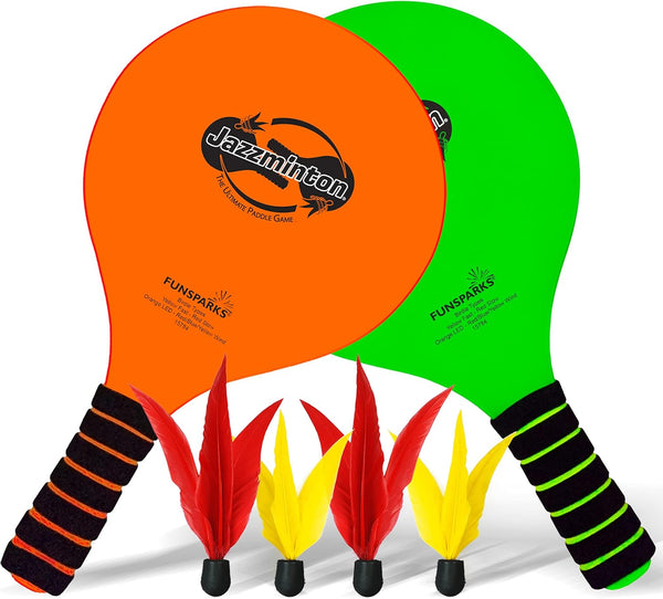 Funsparks Paddle Ball Jazzminton Game, All-Season Indoor/Outdoor Racquet Game for Active Play