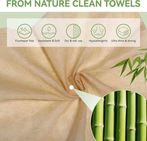 100/250/500 Pack LEKOCH Bamboo Compressed Towel Tablets - Biodegradable & Eco-Friendly Mini Washcloths, Bulk Disposable