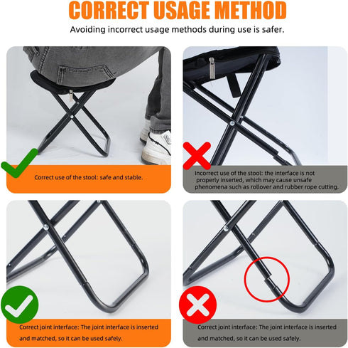 10 Inch 220lbs Camping Stool Portable Folding Stool with Carry Bag Weight Load Portable Stool for Camping Fishing