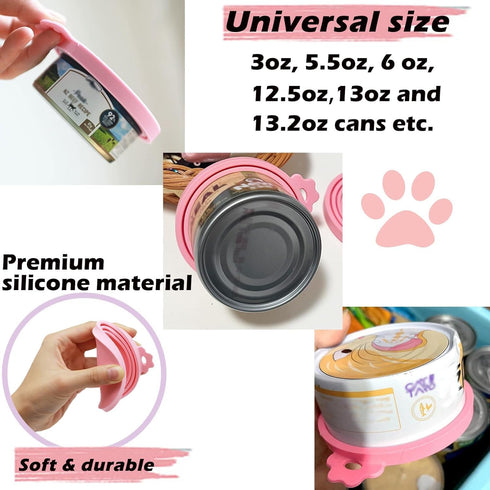 6 Pcs Can Covers, Universal BPA Free Silicone Dog Cat Can Lids, Fit Most Standard Size Cans (6 colors)