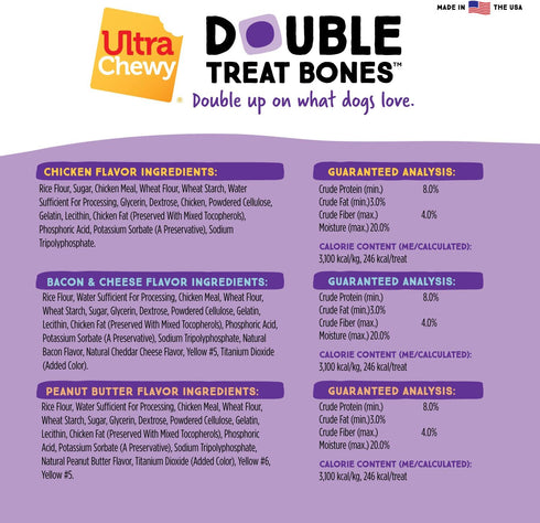 Ultra Chewy Favorite Flavors: Long-Lasting Treats for Large and Small Breeds, Highly Digestible, 6 Count Made in USA