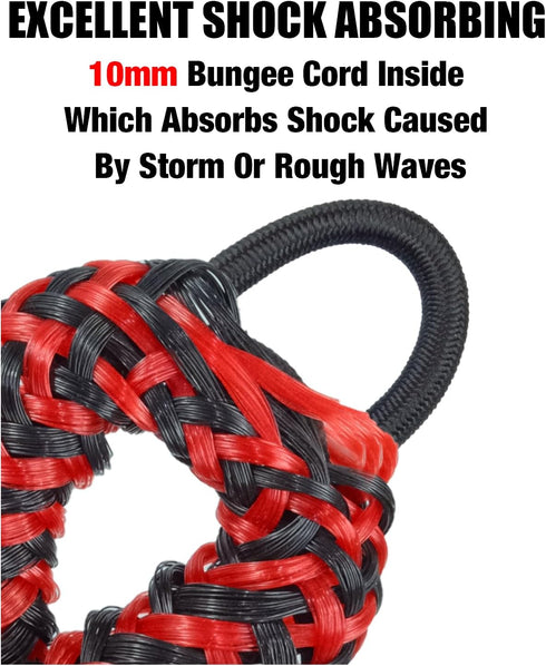 Geelu 2.5FT Bungee Dock Line, 2PCS Boat Fender Ropes for Fenders, Buoys, Docking Pontoons, Boat Accessories