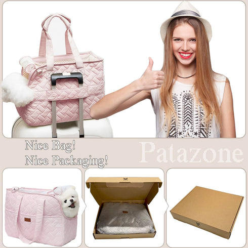 Cat Carrier Small Dog Handbag, Large Cat/Puppy Carrier Bag with Multiple Pockets, Breathable Mesh, Travel Tote (Pink)