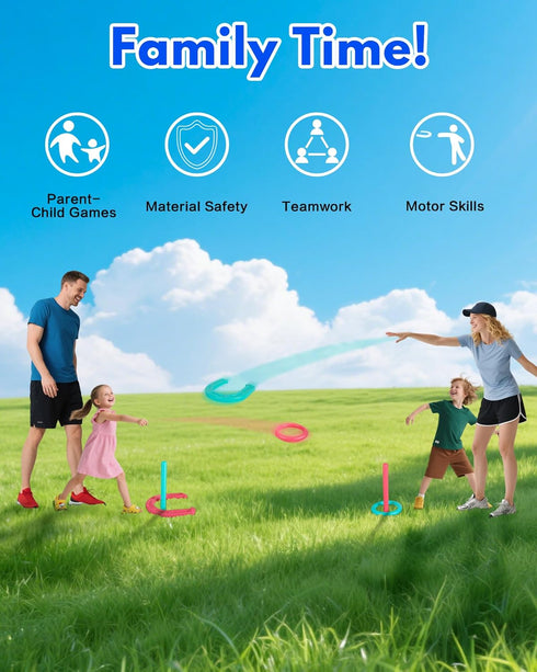 Set 10" Giant Horseshoe Game for Adults and Family Oversized Lawn Toss Game with Jumbo Horseshoes, Rings, Stakes