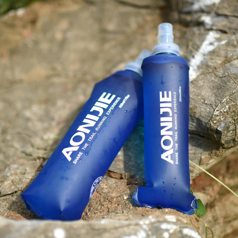 TRIWONDER TPU Soft Folding Water Bottles, BPA-Free Collapsible Flask for Hydration Pack - 500ml/16.9oz (Pack of 2)
