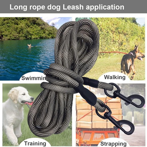 BTINESFUL Dog Tie Out Check Cord, Long Tether Rope Leash for Large Medium Small Dogs, 8ft 12ft 20ft 30ft 50ft 75ft
