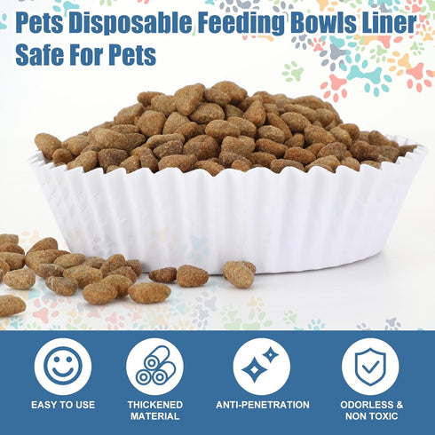 Hushee 300 Pcs PET Disposable Feeding Bowls Liner - Small Paper Bowls for Cat Food, 4 x 1.2 Inch for Small Dogs