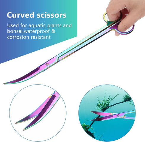 Quarium Aquascape Tools Kit - 4 in 1 Anti-Rust Aquatic Plant Tool Set, Stainless Steel for Aquarium Tank Cleaning