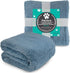 PetAmi Fluffy Waterproof Dog Blanket, Soft Warm Sherpa Throw, Reversible Couch Cover for Small Medium Dogs, Dusty Blue