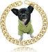 Gold Dog Collar with 14mm Cuban Link Chain, Handmade Iced Out Diamond Pet Jewelry