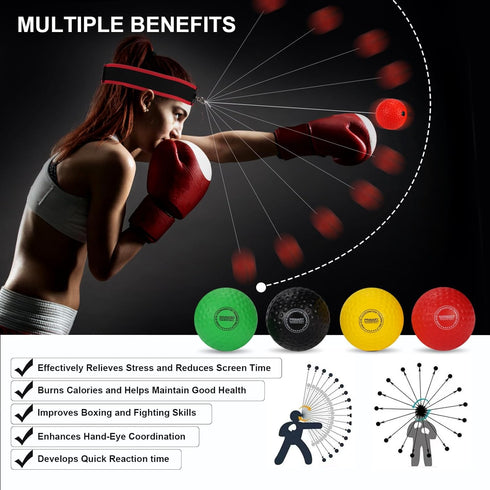 Upgraded Boxing Reflex Ball - Boxing Training Ball with Headband for Reaction, Punching Speed, Fitness