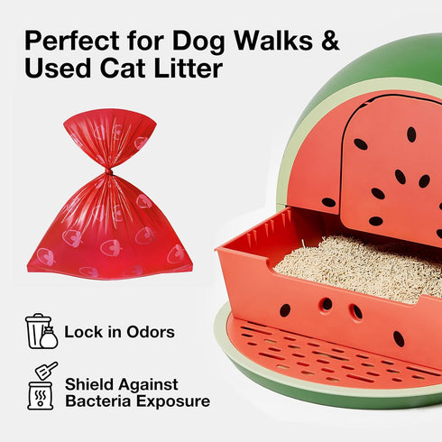 36 540 VETRESKA Strawberry Scented Dog Poop Bags, Leak Proof, Extra Thick and Large Pet Waste Bags for Dogs Walking
