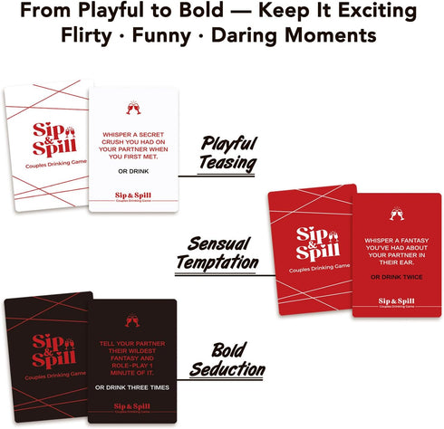 120 Valentines Gift for Couples, Gift for Him Sip & Spill Couples Card Game, Fun Dares & Conversation Cards with Metal