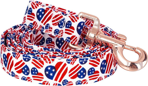 American Flag Dog Leash Super Cute Heart, Durable and Stylish Pet Leash with Metal Buckle, Available in Small, Medium, Large Pets Daily Walking L