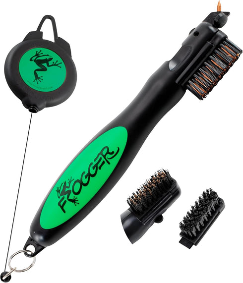Frogger BrushPro Golf Club Cleaner with Ergonomic Grip, 2.5 ft. Retractable Cord, Sturdy Brush for Golfers