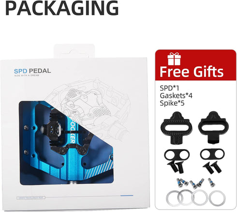 FOOKER MTB Mountain Bike Pedals, 3 Bearing Flat Platform, Compatible with Sealed Clipless Aluminum Pedals