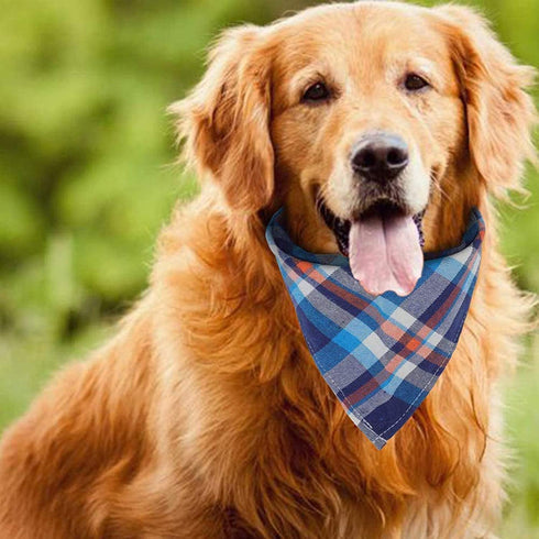 8 Pack Triangle Dog Bandanas, Reversible Plaid Painting Bibs, Washable Christmas Dog Apparel & Accessories Set