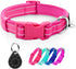 azuza Reflective Dog Collar with Airtag Holder, Soft Neoprene Padded Collar with ID Tag Ring, Adjustable for Large