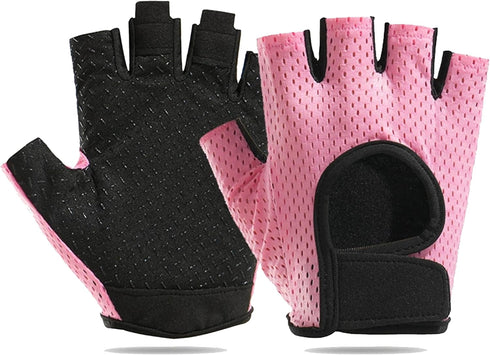 IZUS Anti-Slip Fingerless Workout Gloves for Women Gym/Exercise/Fitness/Training/Cycling with Excellent Grip/Cushion-Pads