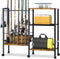 Fishing Rod Rack with Wheels, Metal Fishing Gear Shelf for Up to 12 Rods, Fishing Pole Storage Cart for Home Entryway