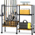 Fishing Rod Rack with Wheels, Metal Fishing Gear Shelf for Up to 12 Rods, Fishing Pole Storage Cart for Home Entryway