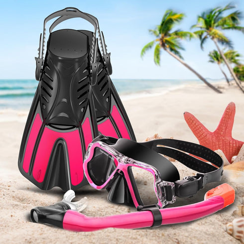 4 1 Set Set Swimming Snorkeling Gear for Kids, in Child Mask Fins Snorkel with Panoramic View Anti Fog Mask, Dry Top