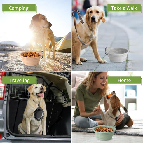 Dog Bowl Pet Travel Collapsible Bowls 2 Pack, Portable Silicone Puppy Bowl for Walking and Traveling, BPA Free