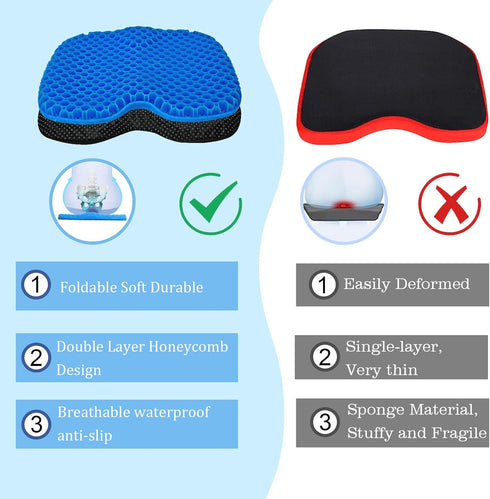 NEW-Vi Anti-Slip Kayak Seat Cushion, Waterproof Thicken Gel Pad for Sit in Kayak Chair, Fishing Kayak Accessories