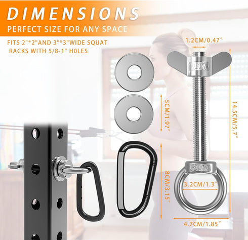 5/8" 1" J Bryant Heavy Duty Rack Anchor Stainless Steel Resistance Band Pegs with Large Carabiner for & Power Rack