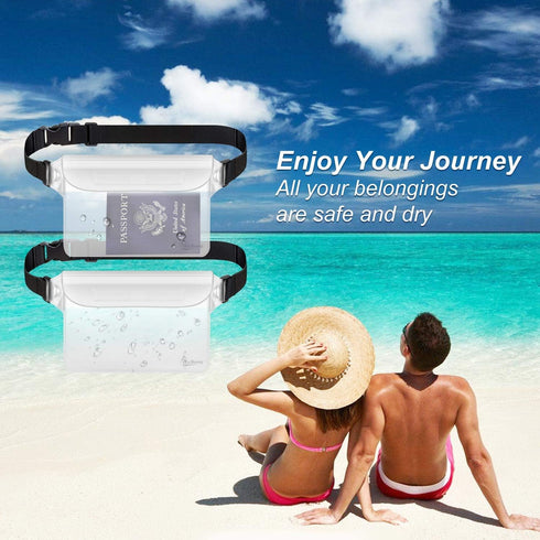 Waterproof Pouch, Waterproof Waist Pouch 2-Pack, Waterproof Fanny Pack for Boating, Swimming, Fishing, Keep Valuables
