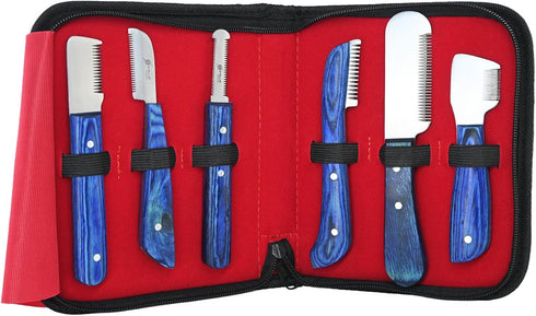 Stellar Shears Dog Grooming Stripping Knife Set 6-Piece Stainless Steel Hand Stripping Tools with