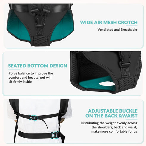 Lukovee Dog Backpack Carrier - Legs Out Easy-Fit Front Carrier for Small Medium Dogs, Adjustable for Hiking, Black