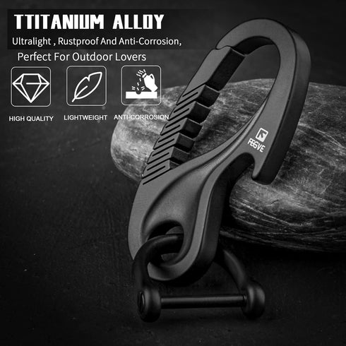 TISUR Titanium Carabiner Key Holder - Anti-Lost Quick Release Heavy Duty Bottle Opener Car Key Chain for Men
