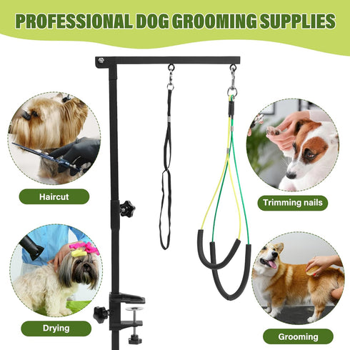 Dog Grooming Arm with Pet Grooming Hammock, getlstub 35" Adjustable No Sit Haunch Holders for Small and Medium Pets