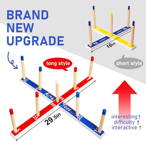 10 10 Ropes,1 Indoor Outdoor Toys Games Upgraded Large Wooden Ring Toss Game Yard Games for Kids, Lawn Outdoor Games