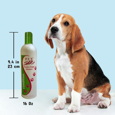 Pet Silk Tearless Puppy Shampoo 16oz, Gentle Tear-Free Formula for Sensitive Skin & Coat, Fragrance & Dye Free