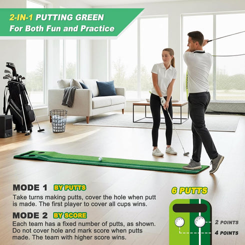 Set, 1x8 SENSECLUB Indoor Putting Green Game, Foldable Putting Mat Golf Game Golf Gifts for Men - Ft